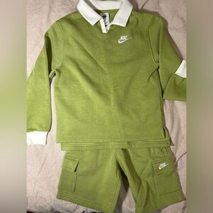 Nike Kids Green Polo Shirt and Shorts Set